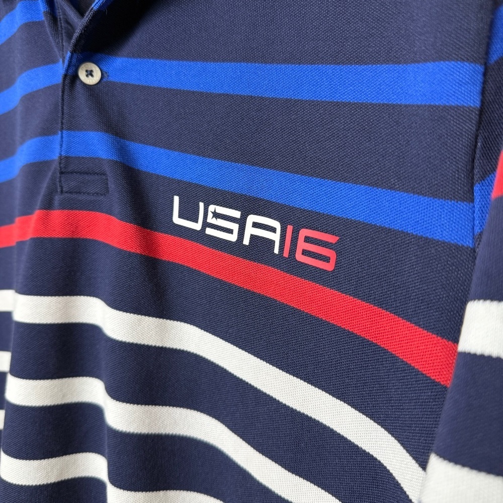 Ralph Lauren Polo Golf Performance USA 16 SS Stripe Collared Shirt Men's L - Picture 6 of 6